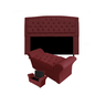 Conjunto Cabeceira Geovana e Recamier Veneza Baú King 195 Cm Suede Vermelho Bordo - Incasa Decor - 1