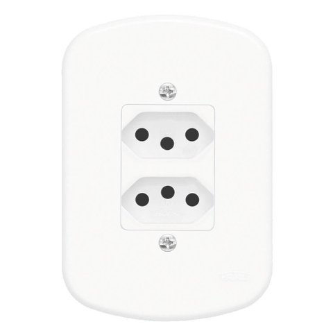 Conjunto 2 Tomadas 2p+t 20a 250 Volts Distanciadas Blanc - 1354 - Fame 2 Tomadas 20a C/placa Blanc 1