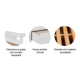 Cama Box Base C/ Gavetas de Babá Maria 2 e Auxiliar (branco/amendoa) - Peroba - 4