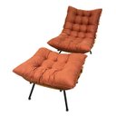 Ver imagem 1 de Poltrona Costela G2home+puff Suede Terracota Lâmina Madeira