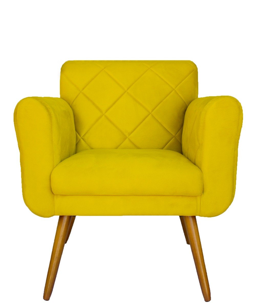 Kit 2 Poltronas Estofadas para Sala de Estar Isabella Corano Amarelo - Dl Decor - 3
