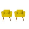 Kit 2 Poltronas Estofadas para Sala de Estar Isabella Corano Amarelo - Dl Decor - 1