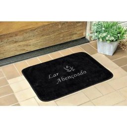 Tapete Capacho para Porta Lar Abençoado 68cm x 48cm Preto - 1