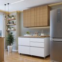 Ver imagem 1 de Cozinha Completa Modulada 2 Peças 3 Portas 4 Gavetas Norten Verde/Branco/Nature