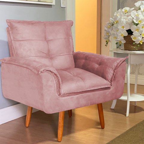 Poltrona Opala Exellence para Amamentação Decorativa Tecido Suede Para, Quarto, Sala de Estar e Rece