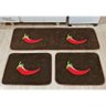 Kit Tapetes de Cozinha Bordado Antiderrapante Pimenta 3 Peças - Tabaco - 1