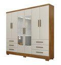 Ver imagem 1 de Guarda Roupa Solteiro com Espelho com Pés 6 Portas 6 Gavetas - Encant-Cumaru/Fendi - Móveis Novo Hor