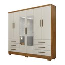 Ver imagem 1 de Guarda Roupa Solteiro com Espelho com Pés 6 Portas 6 Gavetas - Encant-Cumaru/Fendi - Móveis Novo Hor