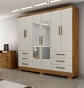 Ver imagem 2 de Guarda Roupa Solteiro com Espelho com Pés 6 Portas 6 Gavetas - Encant-Cumaru/Fendi - Móveis Novo Hor