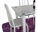 Ver imagem 2 de Mesa De Jantar cozinha tampo vidro 8mm Com 4 Cadeiras Munique Retangular 1.20m Aço Cor Branca ult un
