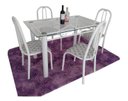 Ver imagem 1 de Mesa De Jantar cozinha tampo vidro 8mm Com 4 Cadeiras Munique Retangular 1.20m Aço Cor Branca ult un