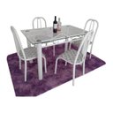 Ver imagem 1 de Mesa De Jantar cozinha tampo vidro 8mm Com 4 Cadeiras Munique Retangular 1.20m Aço Cor Branca ult un