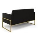 Ver imagem 5 de Sofá Namoradeira com 2 Poltronas Base Industrial Alta Dourado Marisa Suede Preto D03 - D’Rossi Dross