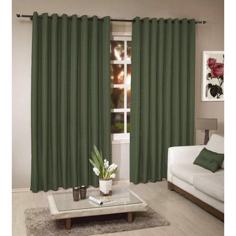 Cortina Rustica para Janela 200 X 180 Verde Musgo | Admirare