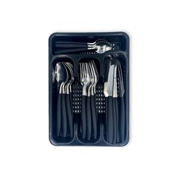 Jogo de Talheres Faqueiro Aço Inox com Gaveteiro - Preto - 1