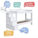 Ver imagem 3 de Beliche Infantil com Escada, Nichos e Gavetas Bi001 Linha Infanto Branco Completa Móveis