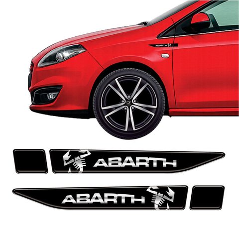 Adesivo Lateral Abarth Cromado Resinado Fiat 500 Bravo