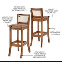 Ver imagem 3 de Banqueta Alta em Madeira com Encosto Rattan Portugal Estofada Impermeável Caramelo L85 Rmi