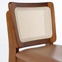 Ver imagem 2 de Banqueta Alta em Madeira com Encosto Rattan Portugal Estofada Impermeável Caramelo L85 Rmi