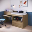 Ver imagem 1 de Cama Solteiro com Porta Escrivaninha Retrátil e Prateleiras Cor:mel