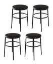 Ver imagem 1 de Kit 4 Banqueta Itália Redonda Estofada 65cm Aço Preto e Corino Impermeável - para Cozinha e Bar