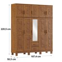 Ver imagem 2 de Guarda Roupa Bipartido 10 Portas 2 Gavetas com Espelho Linha Cobre 1276c Castanho Finestra