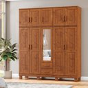 Ver imagem 1 de Guarda Roupa Bipartido 10 Portas 2 Gavetas com Espelho Linha Cobre 1276c Castanho Finestra