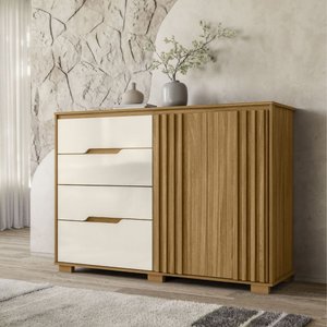 Cômoda Texas com 4 Gavetas e 2 Portas Ripado Moval