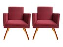 Ver imagem 1 de Kit 2 Poltronas Decorativa Nina Suede Marsala Pés Madeira Ms Decor