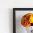 Ver imagem 2 de Quadro Crisântemo Laranja Vaso de Flor Moldura Preta 60x40cm