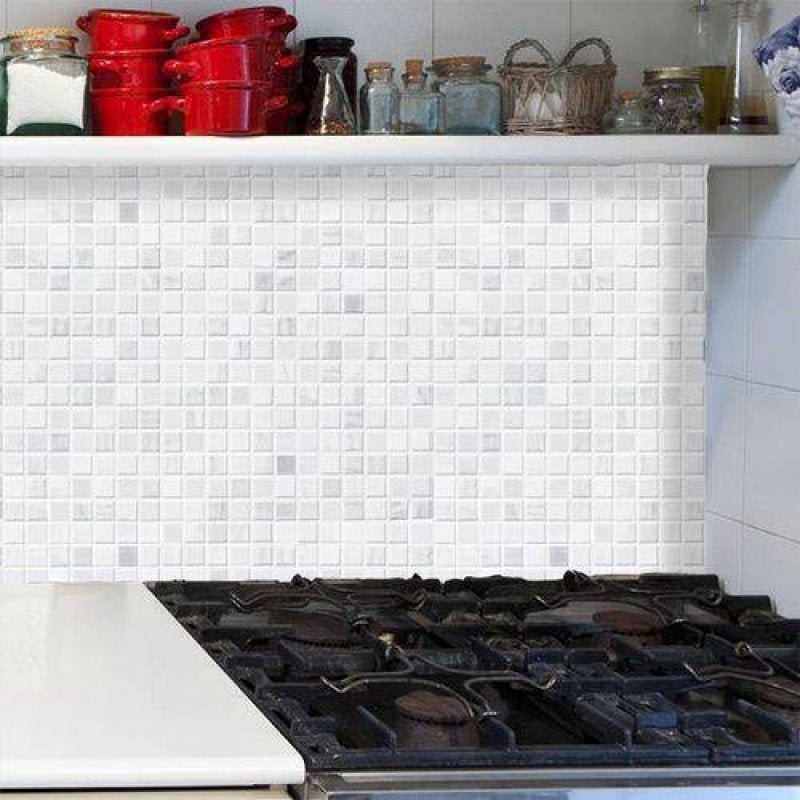 Papel de Parede Adesivo Lavável Decoração Pastilhas Azulejo Para Cozinha Bege  Xadrez 3D - Pro Decor