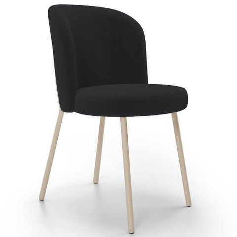 Cadeira para Sala de Jantar Cozinha Estofada Gavi Arena L02 Bouclê Preto - Lyam Decor
