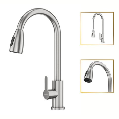 Torneira de Cozinha Roma Mangueira Flexível Aço Inox 304 Goldenx