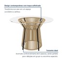 Ver mais imagens de Mesa de Jantar Redonda 4 Lugares Tampo de Vidro Valencia Bege/Preto