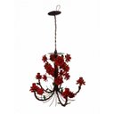 Ver imagem 2 de Lustre de Teto Simples Decorativo com Flores em Metal para Sala - Vermelho Escuro