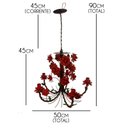 Ver imagem 3 de Lustre de Teto Simples Decorativo com Flores em Metal para Sala - Vermelho Escuro