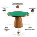 Ver imagem 5 de Mesa de Jogos Redonda com 4 Gavetas Porta Copos 120cm Base Cone Bellagio G02 Pinhão - Lyam Decor