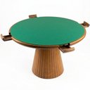 Ver imagem 4 de Mesa de Jogos Redonda com 4 Gavetas Porta Copos 120cm Base Cone Bellagio G02 Pinhão - Lyam Decor