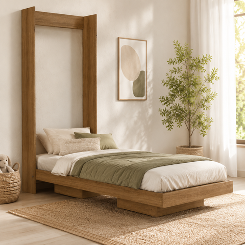 Cama Articulada Solteiro Vertical com 2 Nichos CV1080 80cm Mel - Art In Móveis