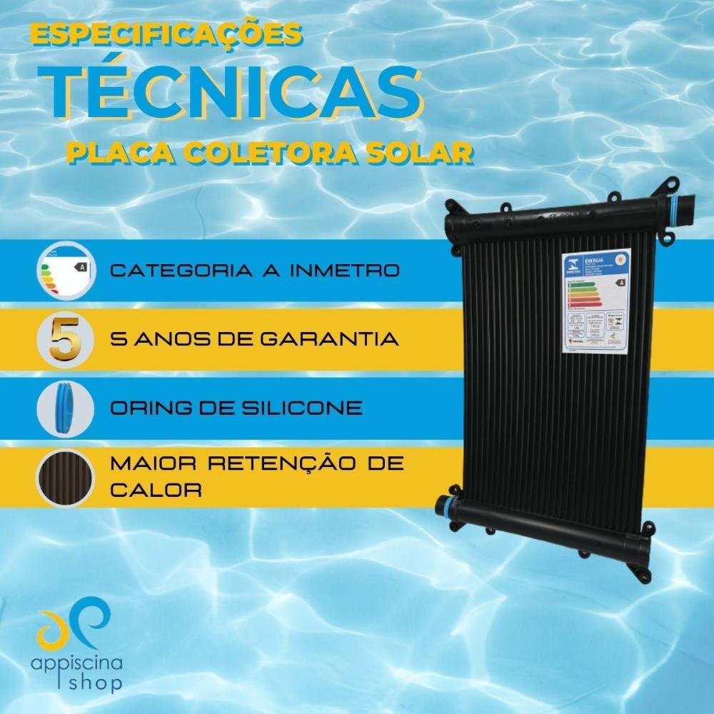 Kit Aquecedor Solar Piscina 4 Placas3MT+Controlador+Valvulas - 2