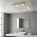 Ver imagem 3 de Lustre Plafon de Vidro para 02 Lâmpadas Sobrepor - Ideal Sala Cozinha Banheiro Quarto 30 Cm - Fosco