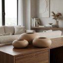 Ver imagem 2 de Trio de Vasos Redondo Decorativo de Cerâmica para Sala e Mesa Dunas