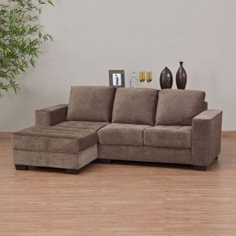 Sofá 3 Lugares Net Solaia com Chaise Suede Capuccino 2,30M (L) - 1