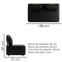 Ver imagem 3 de Sofa Modular 2 Lugares e Chaise Block Pes Madeira Courino Tcs 724 Moll