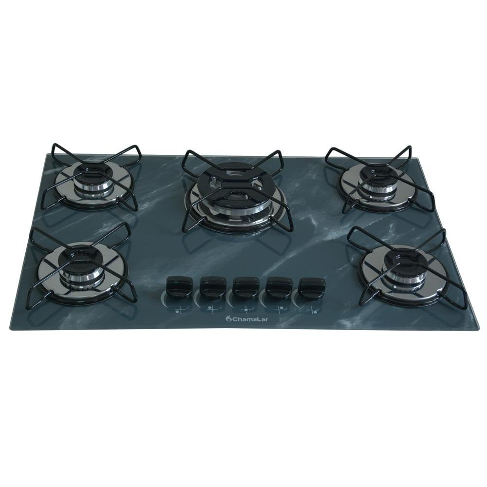 Cooktop 5bocas Tripla Chama 127/220v Marmo Cinza