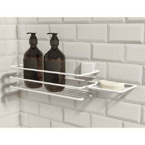 Porta Shampoo com Saboneteira - Linha Premium Decotec Branco