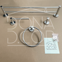 Ver imagem 6 de Kit Acessorios Banheiro Inox Cromado 4 Peças Papeleira Cabide Toalheiro Duplo Porta Toalha Argola