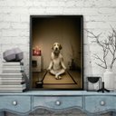 Ver imagem 2 de Quadro Decorativo Cachorro Meditando 24x18cm - com Vidro:madeira Branca