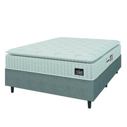 Cama Box Colchão Casal Espuma D33 Vangogh Pillow Top 138x188x67cm Branco / Cinza Hellen - 1