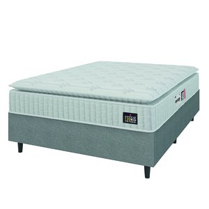 Cama Box Colchão Casal Espuma D33 Vangogh Pillow Top 138x188x67cm Branco / Cinza Hellen